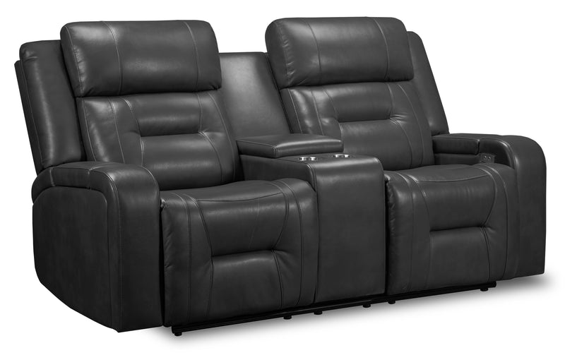 Ryker 72.24\" Faux Leather Power Reclining Loveseat with Storage Console and USB Ports - Grey