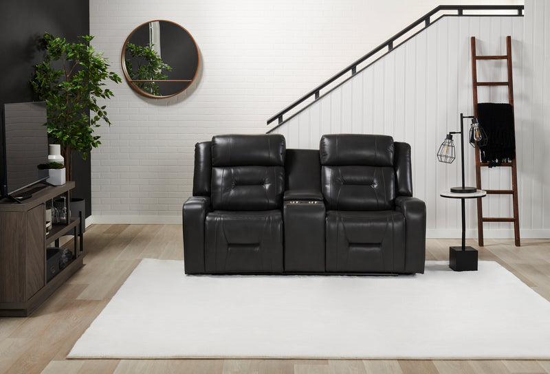 Ryker 72.24\" Faux Leather Power Reclining Loveseat with Storage Console and USB Ports - Grey