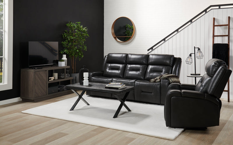 Ryker 36.8\" Leather-Look Fabric Power Reclining Chair with Storage Arms and USB Port - Grey