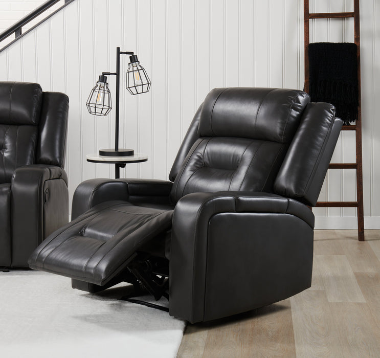 Ryker 36.8\" Leather-Look Fabric Power Reclining Chair with Storage Arms and USB Port - Grey