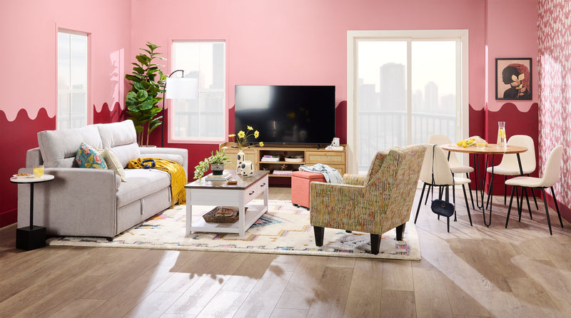 Sabrina 14\" Accent Table - Black with White Marble Look Top