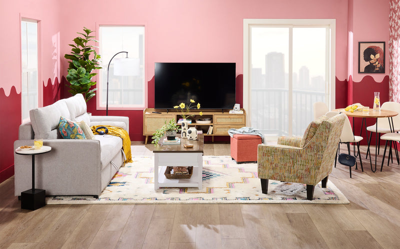 Sabrina 14\" Accent Table - Black with White Marble Look Top