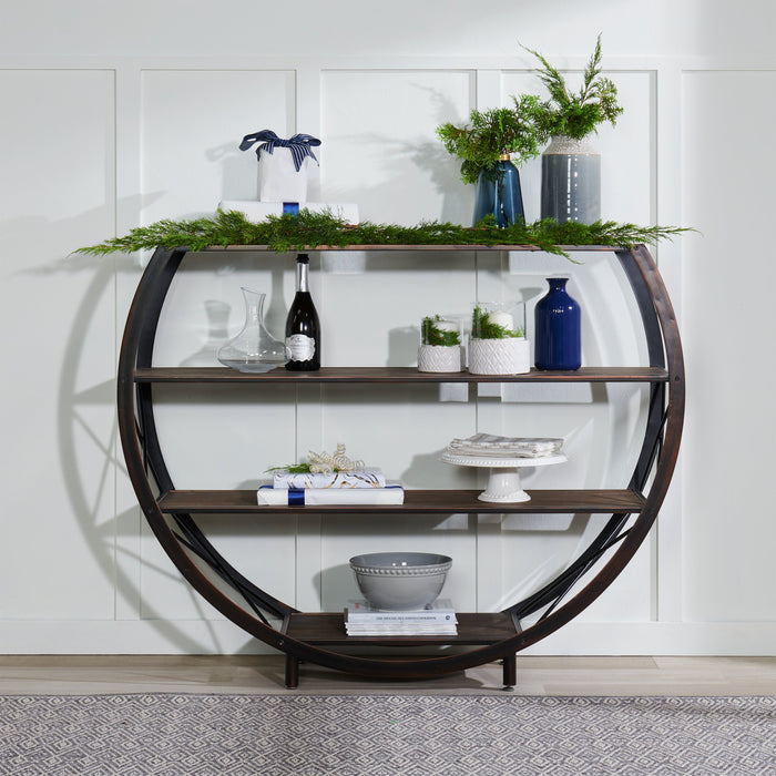 Santa Mon 54\" 4-Shelf Open Circle Bookcase - Espresso