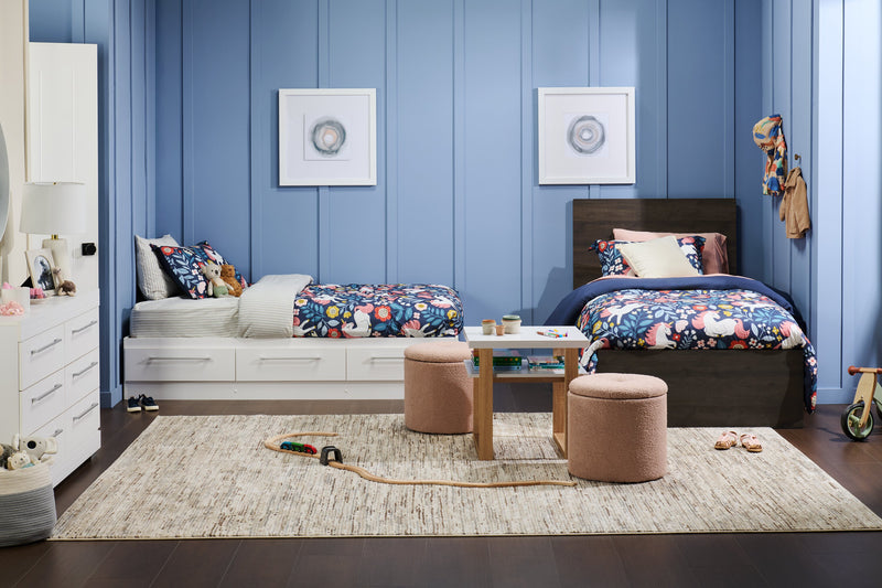 Saskatchewan 14.75\" Round Fabric Storage Ottoman - Pink