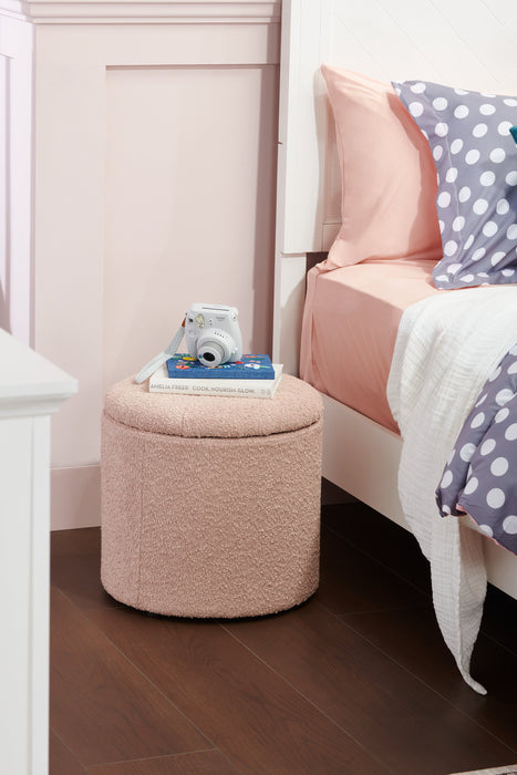Saskatchewan 14.75\" Round Fabric Storage Ottoman - Pink