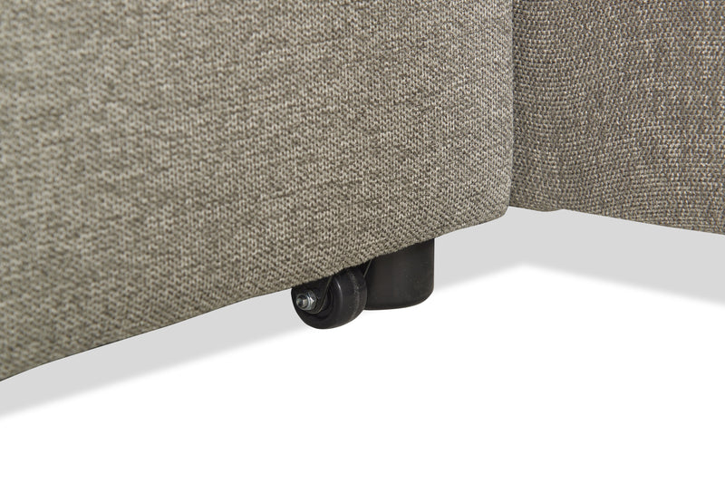 Savvy 3-Piece Linen-Look Fabric Sleeper Sectional with Adjustable Headrests - Grey