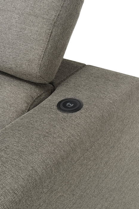 Savvy 2-Piece Left-Facing Linen-Look Fabric Sleeper Sectional with Storage Chaise and Adjustable Headrests - Grey