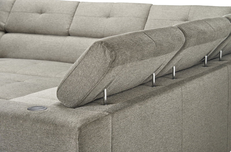 Savvy 3-Piece Left-Facing Linen-Look Fabric Sleeper Sectional with Storage Chaise and Adjustable Headrests - Grey