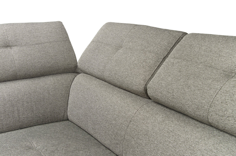Savvy 3-Piece Left-Facing Linen-Look Fabric Sleeper Sectional with Storage Chaise and Adjustable Headrests - Grey