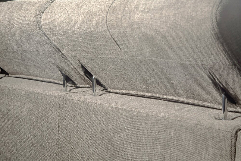 Savvy 5-Piece Right-Facing Linen-Look Fabric Sleeper Sectional with Storage Chaise and Adjustable Headrests - Grey