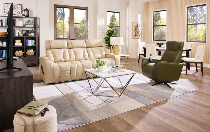 Serene 31\" Genuine Leather Power Reclining Massage Chair with Power Headrest and Heated Seat - Green