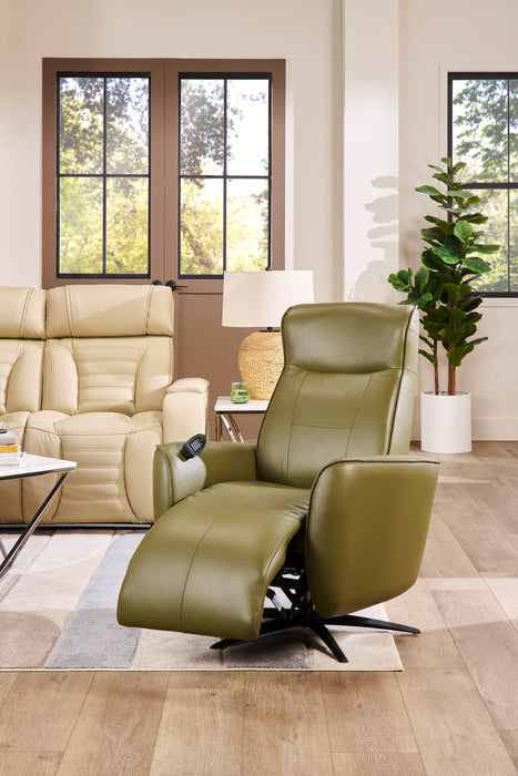 Serene 31\" Genuine Leather Power Reclining Massage Chair with Power Headrest and Heated Seat - Green
