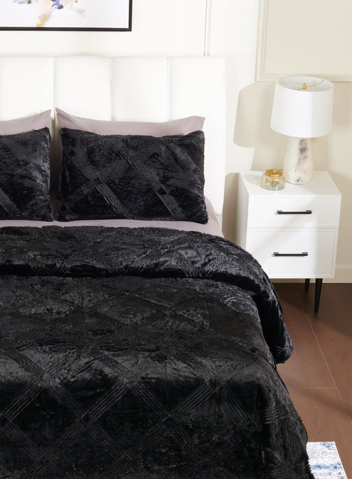 Serene 3-Piece Full/Queen Comforter Set - Black