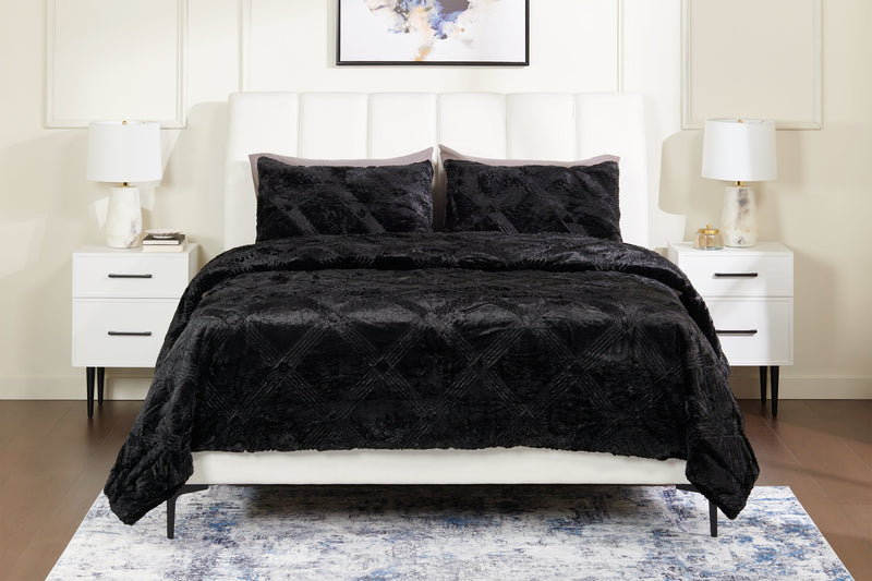 Serene 3-Piece Full/Queen Comforter Set - Black