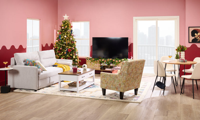 Shadow 82.5\" Linen-Look Fabric Sleeper Sofa with Storage and Two Armrest Pillows - Grey