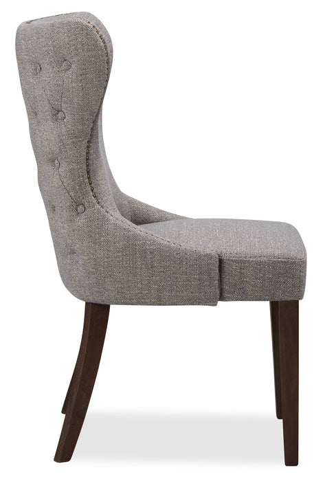 Shea Wing-Back Dining Chair with Linen-Look Fabric, Wood - Grey