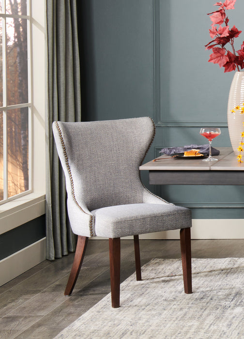 Shea Wing-Back Dining Chair with Linen-Look Fabric, Wood - Grey