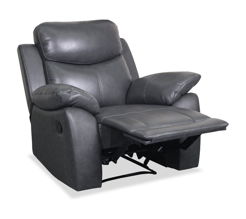 Cornell 40.16\" Top-Grain Genuine Leather Reclining Chair - Grey