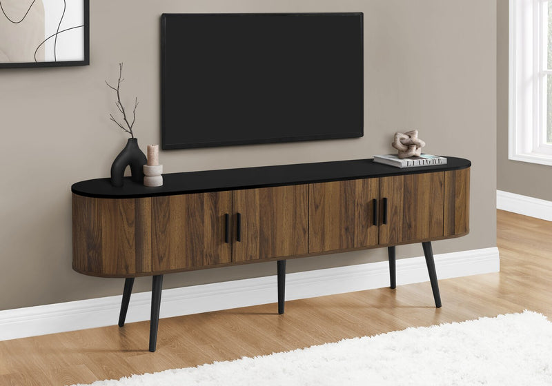Elle 72\" Rustic TV Stand with Storage and Cable Management for TVs up to 80\"- Dark Brown and Black