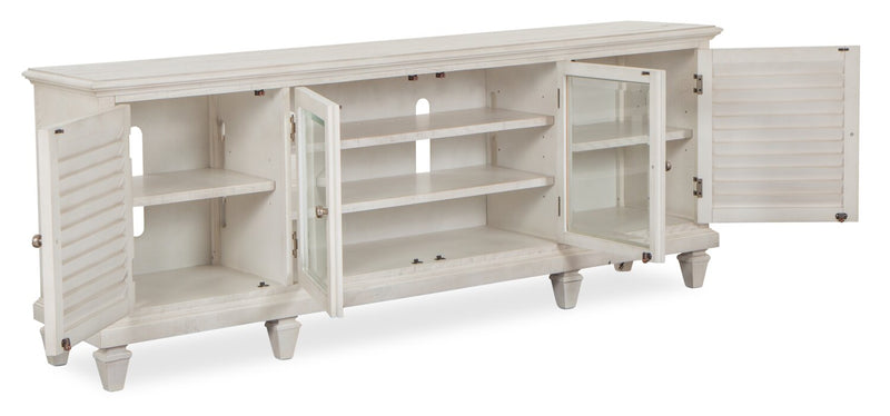 Baron 82” Rustic Pine TV Stand with Storage and Cable Management for TVs up to 90” - Alabaster