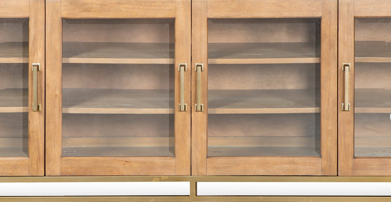 Cresset 70” Modern Solid Wood TV Stand with Storage and Cable Management for TVs up to 75\" - Belgian Wheat