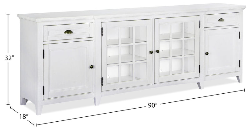 Wesley 90\" Traditional TV Stand with Storage and Cable Management for TVs up to 95\" - Chalk White