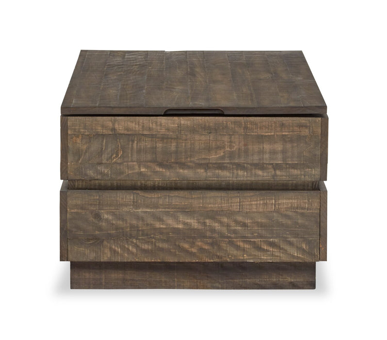 Elm 48” Rustic Pine Lift Top Coffee Table with Storage and Casters - Brown