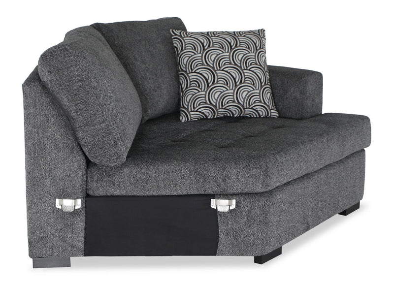 Made in Canada Legend 2-Piece Right-Facing Chenille Fabric Cuddler Sleeper Sectional - Pepper Grey