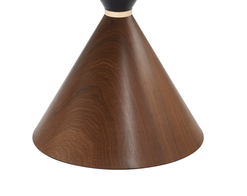 Alwin Dining Table with Sintered Stone Top, Hourglass Base with Gold Accent - 47.25\"W Round - Brown