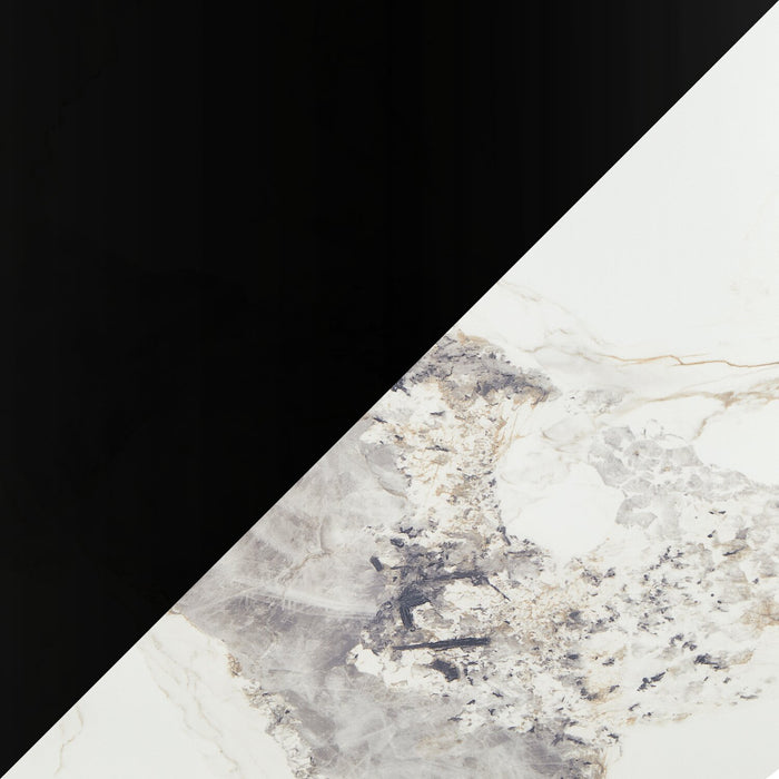 Hazel 39.5” Modern 2-Pack White Sintered Stone Top Coffee + End Table - Black and White