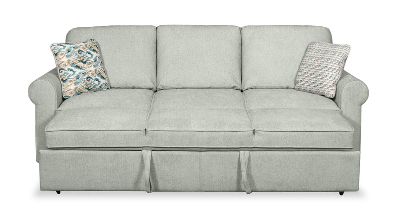 Scott Living Haven 96\" Chenille Fabric Sleeper Sofa with Wood Legs - Seafoam Blue