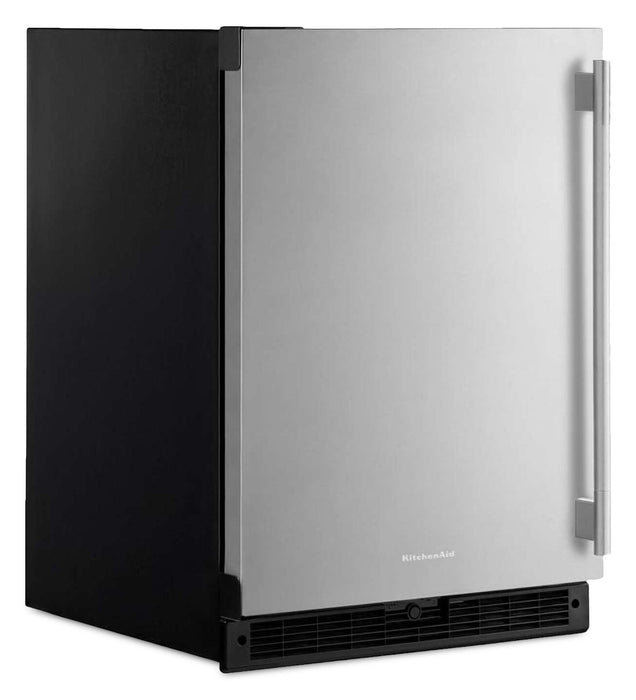 KitchenAid 24\" Panel-Ready Undercounter Refrigerator – Black and Stainless Steel - KURL124SSB