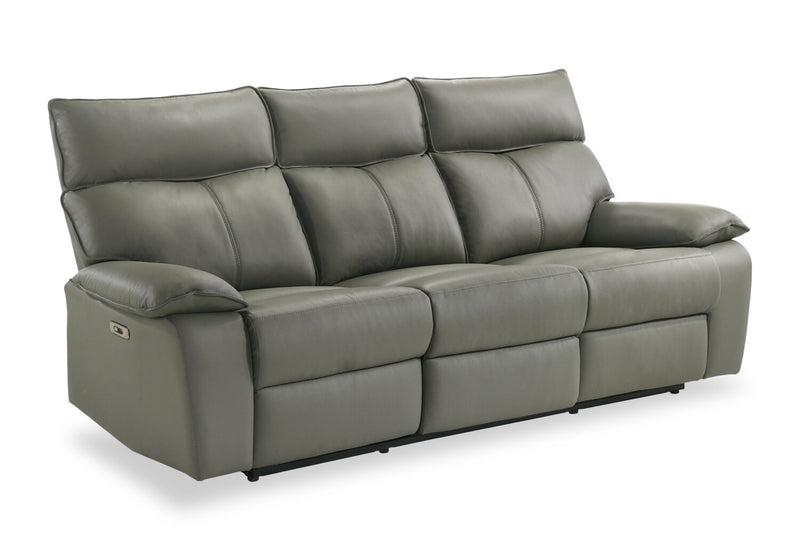 Matteo 88\" Genuine Leather Power Reclining Sofa - Aviarah Grey