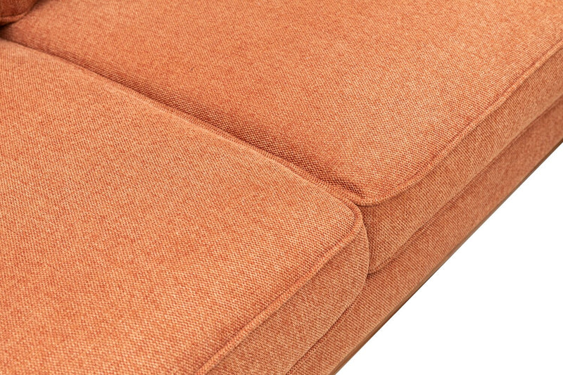 Kort & Co. Kassia 2-Piece Linen-Look Fabric Sectional with Wood Base and Legs - Orange