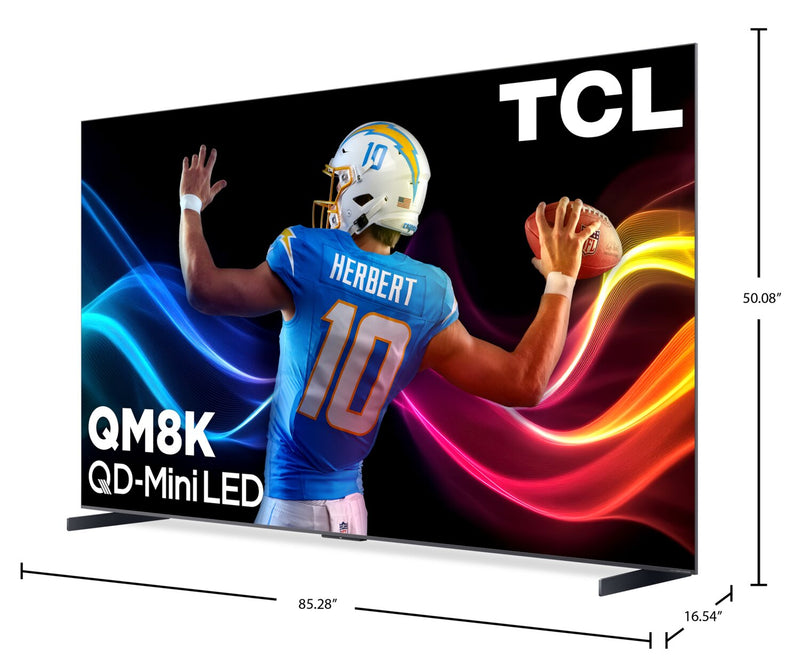 TCL 98\" QM8K QLED QD Mini-LED 4K UHD Smart Google TV (98QM8K) – 2025 Model