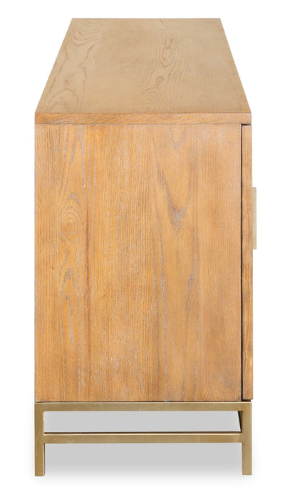 Cresset 84” Modern Solid Wood TV Stand with Storage and Cable Management for TVs up to 90\" - Belgian Wheat