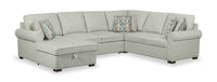 Scott Living Haven 4-Piece Left-Facing Chenille Fabric Sleeper Sectional with Storage Chaise - Seafoam Blue 