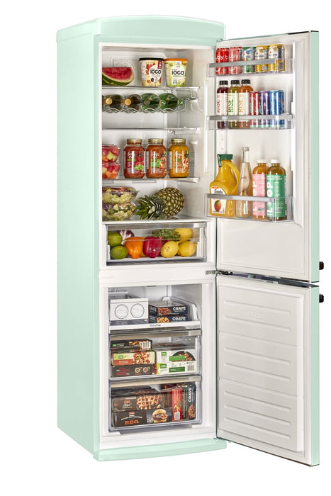 Classic Retro by Unique 24\" 12 Cu. Ft. Bottom-Freezer Refrigerator - Summer Mint Green - UGP-340L LG AC