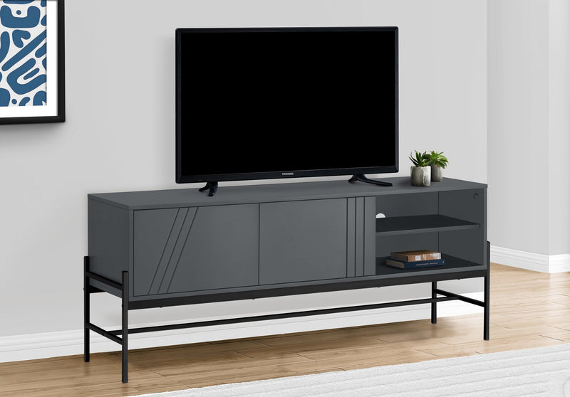 Jae 59\" Modern TV Stand with Storage and Cable Management for TVs up to 65\"- Grey