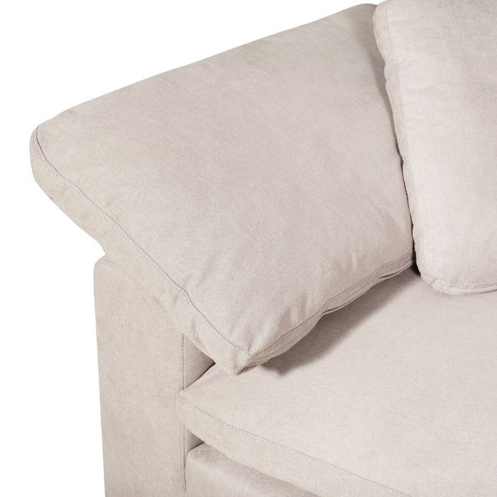Eclipse Modular 6-Piece Linen-Look Fabric Sectional with Ottomans and Reversible Feather Down Cushions - Linen White