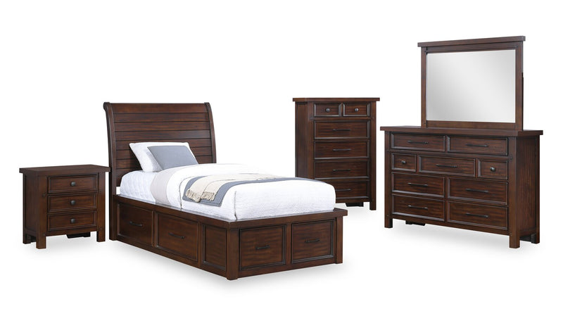 Sonoma Platform Storage Bed with Headboard & Frame, Mango Brown - Twin Size