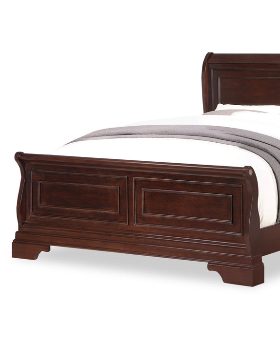 Marco Panel Bed with Headboard & Frame, Cherry Brown - Queen Size