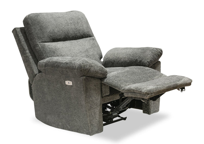 Made in Canada Oliver 40\" Chenille Fabric Power Reclining Chair with USB Port - Addison Pewter Grey