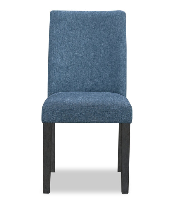 Emery 7pc Dining Set with Table & 6 Chairs, Wood, 72-96\"W Extension - Black & Blue