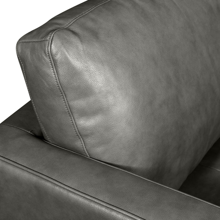 Edge 35\" Genuine Leather Chair with Wood Legs and Removable Back Cushion - Grey