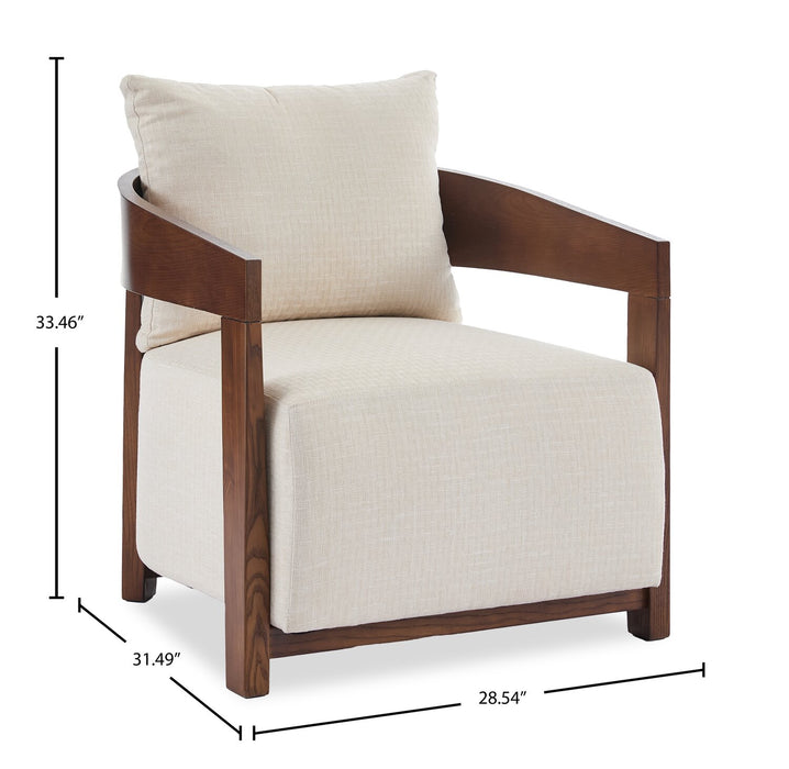 Amor 28.54\" Fabric Accent Chair with Wood Arms and Legs - Taupe