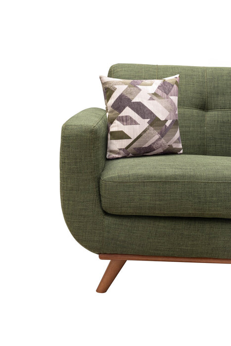 Kort & Co. Freeman 88\" Linen-Look Fabric Sofa with Wood Base and Tufted Back Cushions - Avocado Green