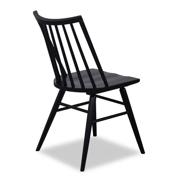Astro Dining Chair with Curved Spindle-Back - Black