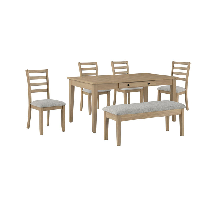 Cove Dining Chair with Cushion Fabric Seat, Ladder-Back – Natural/Grey