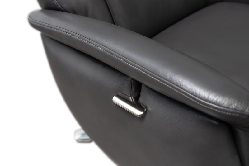 Vega 29.5\" Faux Leather Stress Free Swivel Reclining Chair with Footrest and Aluminum Legs - Grey